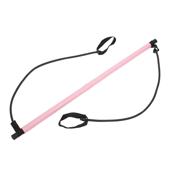 Adjustable Length Pilates Rod Yoga Rod Exercise Stretching Belt Squat Resistance Rope Home Fitness Equipment(Pink)