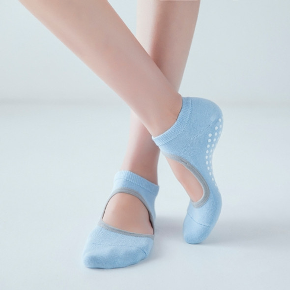 3 Pairs Backless Non-Slip Yoga Dance Socks Gym Indoor Floor Sports Socks, Size: 35-42(Light Blue )