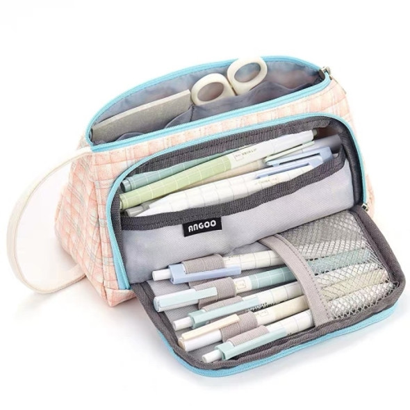 Angoo Large Capacity Pencil Case Cute Canvas Stationery Bag, Color: Scottish Plaid