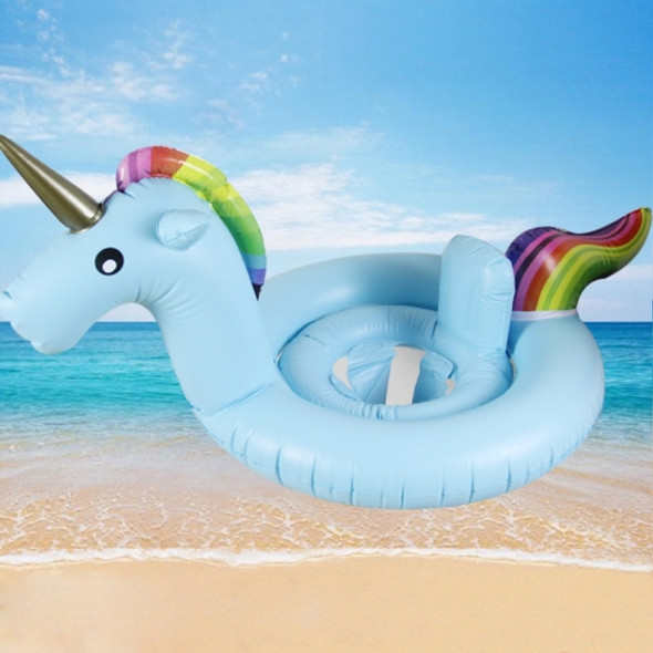 Children Summer Water Fun Inflatable Unicorn Shaped Pool Ride-on Swimming Ring Floats, Size: 170*120cm(Blue)