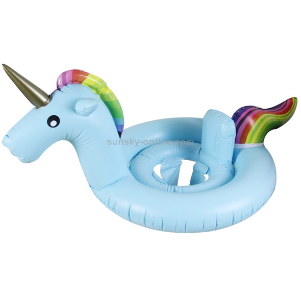 Children Summer Water Fun Inflatable Unicorn Shaped Pool Ride-on Swimming Ring Floats, Size: 170*120cm(Blue)