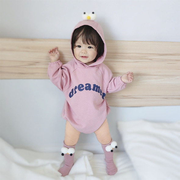 Baby Casual Long Sleeve Triangle Romper Cute Big Eyes Loose Romper (Color:Pink Size:73cm)