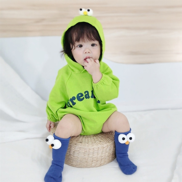 Baby Casual Long Sleeve Triangle Romper Cute Big Eyes Loose Romper (Color:Green Size:80cm)