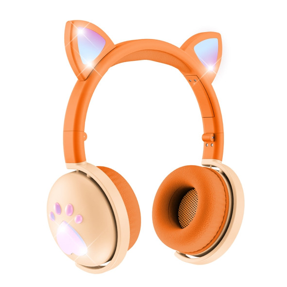 BK9 HiFi 7.1 Surrond Sound Cat Claw Luminous Cat Ear Bluetooth Gaming Headset with Mic(Orange)