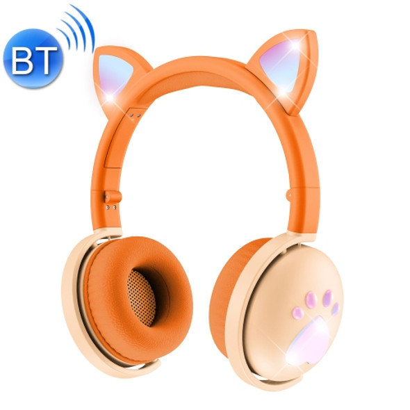 BK9 HiFi 7.1 Surrond Sound Cat Claw Luminous Cat Ear Bluetooth Gaming Headset with Mic(Orange)