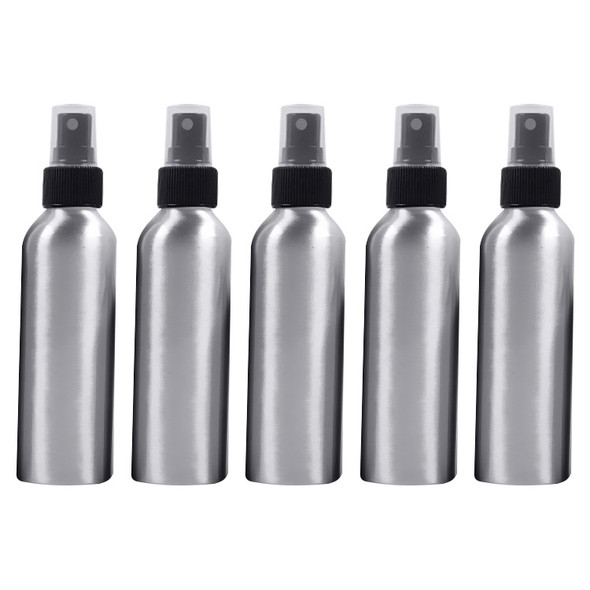 5 PCS Refillable Glass Fine Mist Atomizers Aluminum Bottle, 150ml(Black)