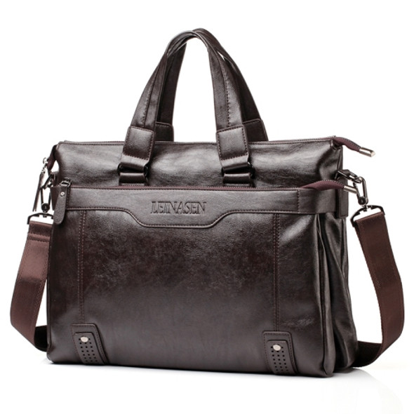 WEIXIER 15036-4 Multifunctional Men Business Handbag Computer Briefcase Single Shoulder Bag (Dark Brown)