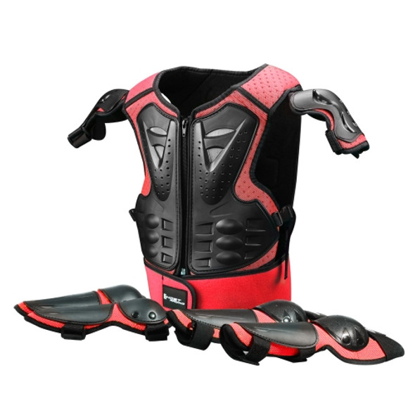 GHOST RACING Motorcycle Protective Gear Children Safety Riding Sport Vest + Knee Pads + Elbow Pads Protective Suit(Red)