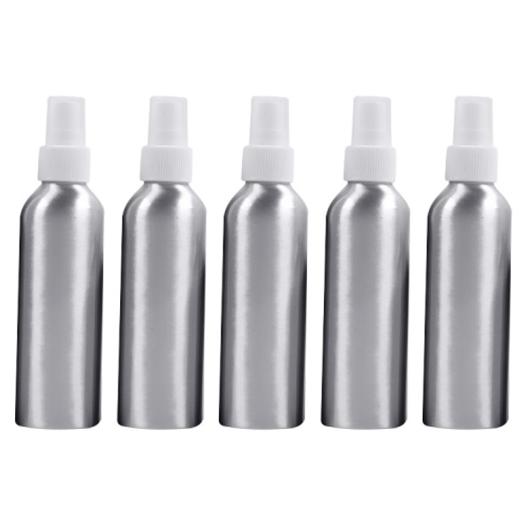 5 PCS Refillable Glass Fine Mist Atomizers Aluminum Bottle, 150ml(White)