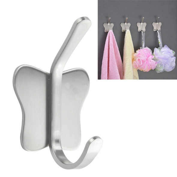 Stainless Steel Butterfly Shape Sticky Clothes Hook Bathroom Non-perforated Storage Rack