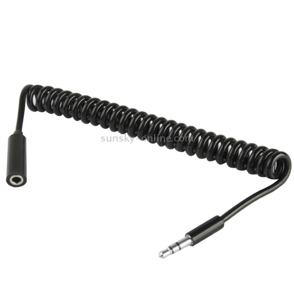 3.5mm Male to Female Jack Coiled Earphone Cable / Spring Cable, Length: 20cm (can be extended up to 80cm)(Black)