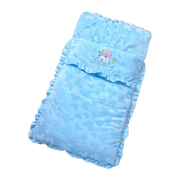 Autumn and Winter Models Thicken Baby Sleeping Bag Cartoon Embroidery Baby Stroller Accessories(Blue)
