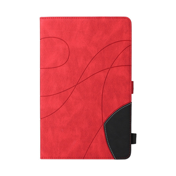 For Samsung Galaxy Tab A 8.0 (2018) T387 Dual-color Splicing Horizontal Flip PU Leather Case with Holder & Card Slots(Red)