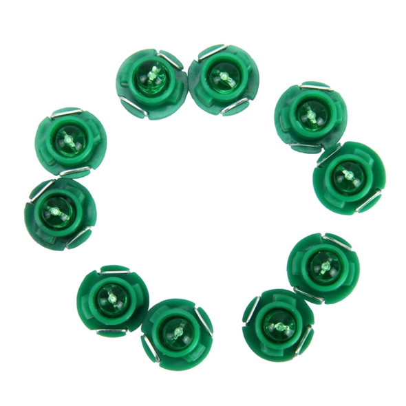 10PCS 2W T4.7 Wedge Instrument Panel LED Light Dashboard Gauge Cluster Indicator Lamp Bulb (Green Light)