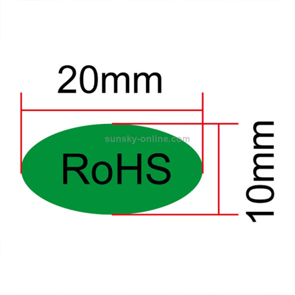 1000 PCS Oval Shape Self-adhesive RoHS Sticker RoHS Label, Size: 10x20mm