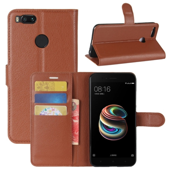 For Xiaomi Mi 5X / A1 Litchi Texture Horizontal Flip Leather Case with Holder & Card Slots & Wallet(Brown)