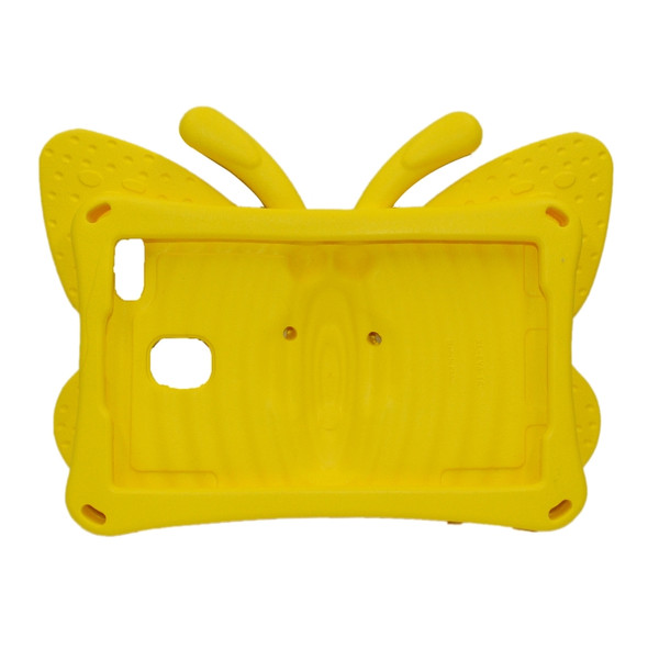 For Galaxy Tab A 8.0 T380/385/T387/T330/331/T377V Butterfly Bracket Style EVA Children Falling Proof Cover Protective Case(Yellow)