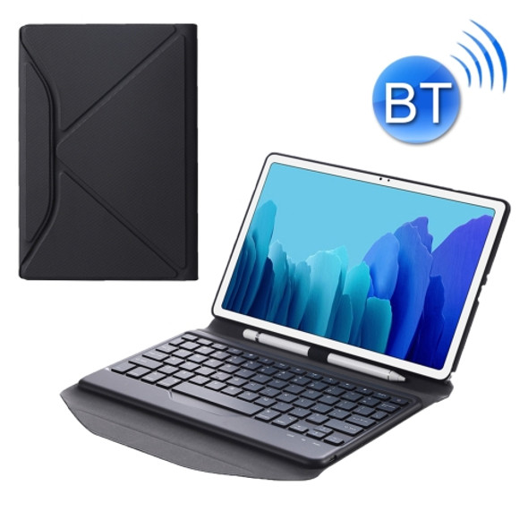 B500 Diamond Texture Triangle Back Holder Splittable Bluetooth Keyboard Leather Tablet Case for Samsung Galaxy Tab A7 10.4 2020(Black+Black)