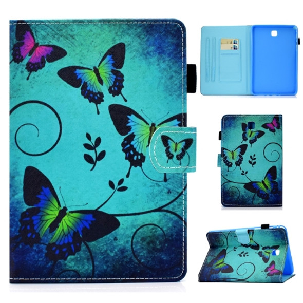 For Samsung Galaxy Tab A 8.0 / T350 Colored Drawing Stitching Horizontal Flip Leather Case with Holder & Card Slots & Sleep / Wake-up Function(Green Butterflies)