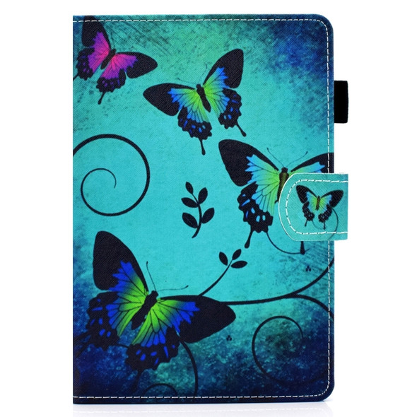 For Samsung Galaxy Tab A 8.0 / T350 Colored Drawing Stitching Horizontal Flip Leather Case with Holder & Card Slots & Sleep / Wake-up Function(Green Butterflies)