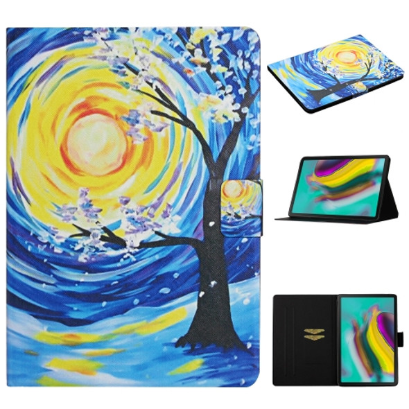 For Samsung Galaxy Tab S6 T860/T865 Colored Drawing Pattern Horizontal Flip Leather Case with Holder & Card Slots & Sleep / Wake-up Function(Starry Sky Tree)