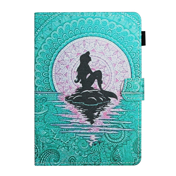 For 10 inch Universal Tablet PC Colored Drawing Pattern Horizontal Flip Leather Case with Holder & Card Slots(Mermaid)