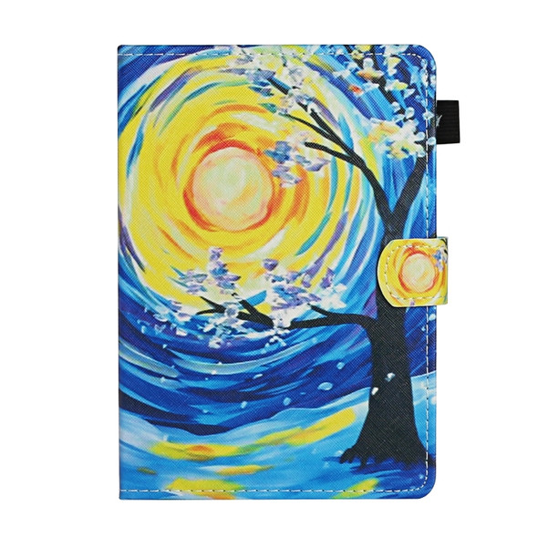 For 10 inch Universal Tablet PC Colored Drawing Pattern Horizontal Flip Leather Case with Holder & Card Slots(Starry Sky Tree)