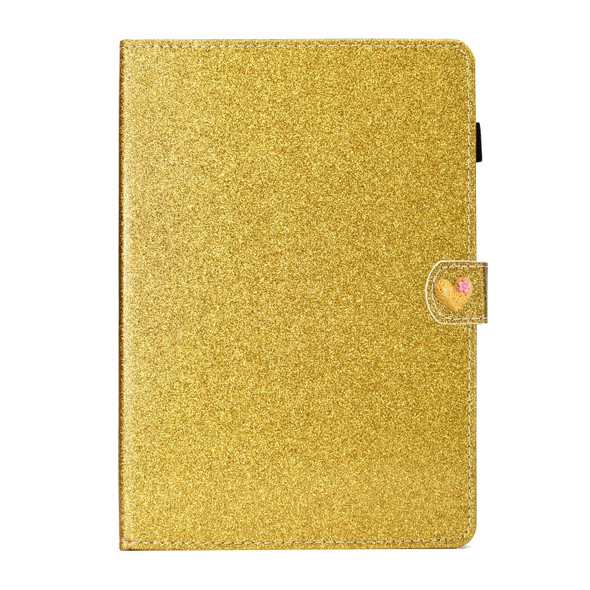For Samsung Galaxy Tab S6 T860 Love Buckle Glitter Horizontal Flip Leather Case with Holder & Card Slots(Gold)