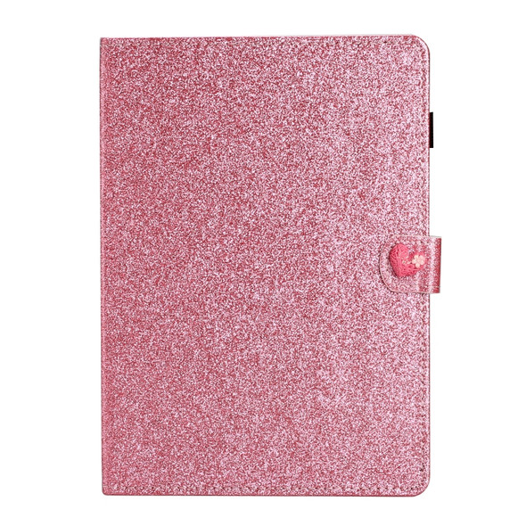 For Samsung Galaxy Tab A 10.1 T580 Love Buckle Glitter Horizontal Flip Leather Case with Holder & Card Slots(Pink)