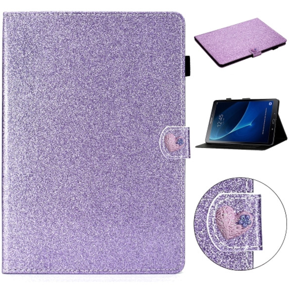 For Samsung Galaxy Tab A 10.1 T580 Love Buckle Glitter Horizontal Flip Leather Case with Holder & Card Slots(Purple)