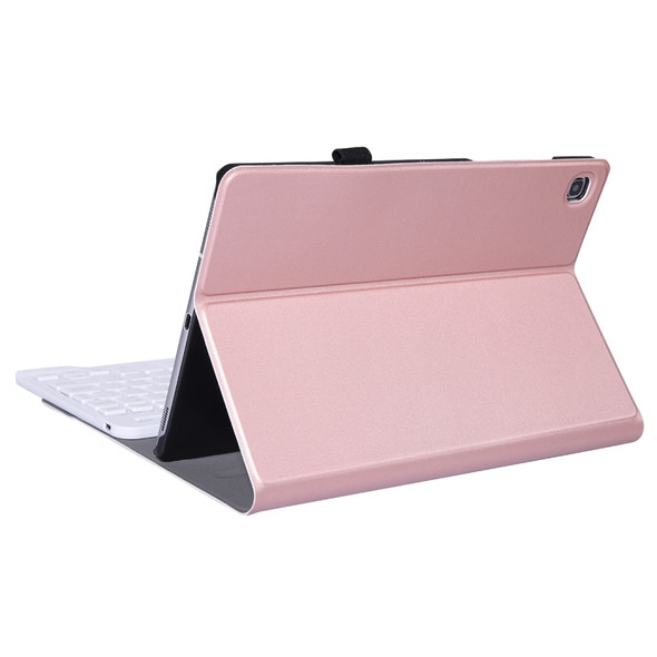 A610 For Galaxy Tab S6 Lite 10.4 P610 / P615 (2020) Bluetooth Keyboard Tablet Case with Stand & Elastic Pen Band(Rose Gold)