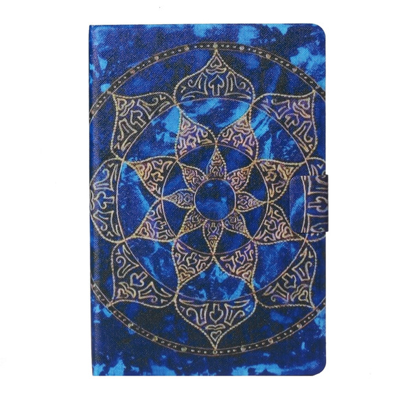 For 10 inch Tablet PC Universal Coloured Drawing Pattern Horizontal Flip Leather Case with Holder & Card Slot(Blue Mandala)