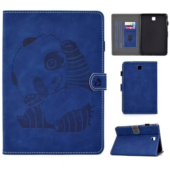 For Galaxy Tab A 8.0 (2015) T350 Embossing Sewing Thread Horizontal Painted Flat Leather Case with Sleep Function & Pen Cover & Anti Skid Strip & Card Slot & Holder(Blue)
