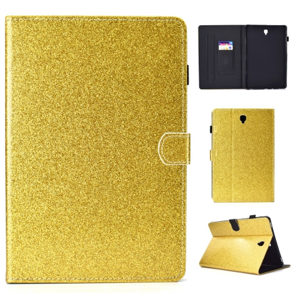 For Galaxy Tab S4 10.5 T830 Varnish Glitter Powder Horizontal Flip Leather Case with Holder & Card Slot(Gold)