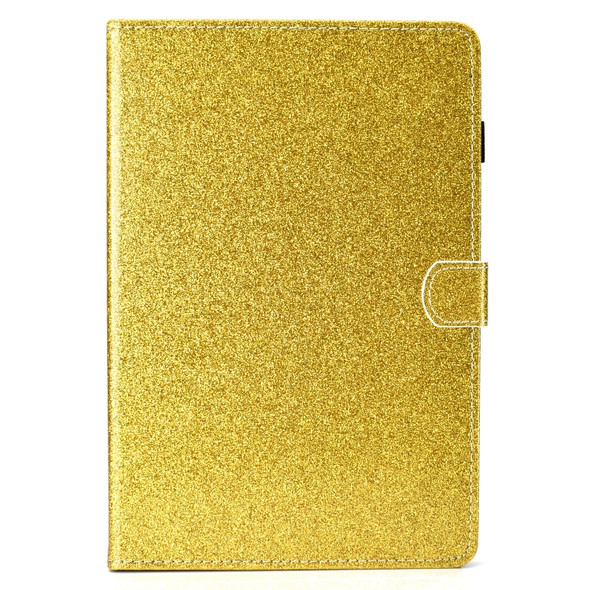 For Galaxy Tab S4 10.5 T830 Varnish Glitter Powder Horizontal Flip Leather Case with Holder & Card Slot(Gold)