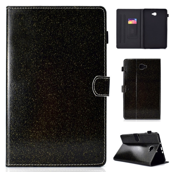 For Galaxy Tab A 10.1 (2016) T580 Varnish Glitter Powder Horizontal Flip Leather Case with Holder & Card Slot(Black)