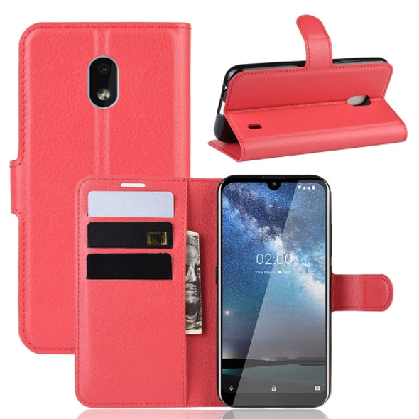 Litchi Texture Horizontal Flip Leather Case for Nokia 2.2, with Wallet & Holder & Card Slots(red)