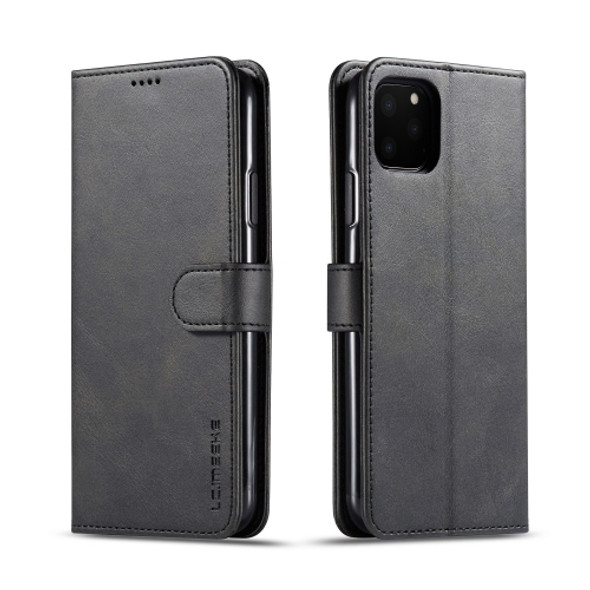 For iPhone 11 Pro Max LC.IMEEKE Calf Texture Horizontal Flip Leather Case, with Holder & Card Slots & Wallet(Black)