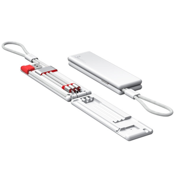 Oatsbasf 03083 Portable Multi-Function Micro USB + USB-C / Type-C + 8 Pin 3 in 1 Charging Cable(White)