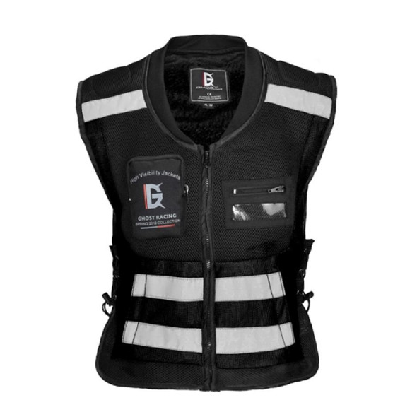 GHOST RACING GR-Y06 Motorcycle Riding Vest Safety Reflective Vest, Size: XXXL(Black)