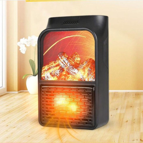 Flame Simulation Mini Portable Desktop Heater, Style:Without Remote Control, Plug Type:US(Black)