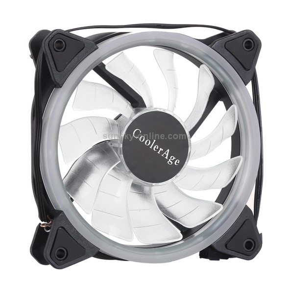 Color LED 12cm 3pin Computer Components Chassis Fan Computer Host Cooling Fan Silent Fan Cooling, with Power Connection Cable & White Light(White)