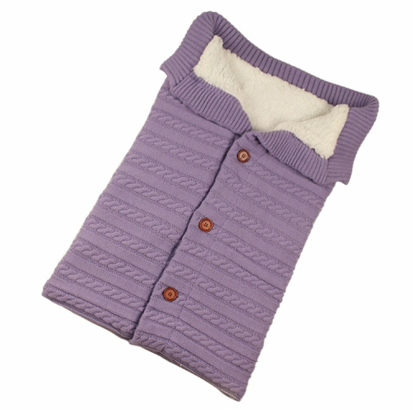 Warm Soft Cotton Knitting Envelope Newborn Baby Sleeping Bag(Purple)
