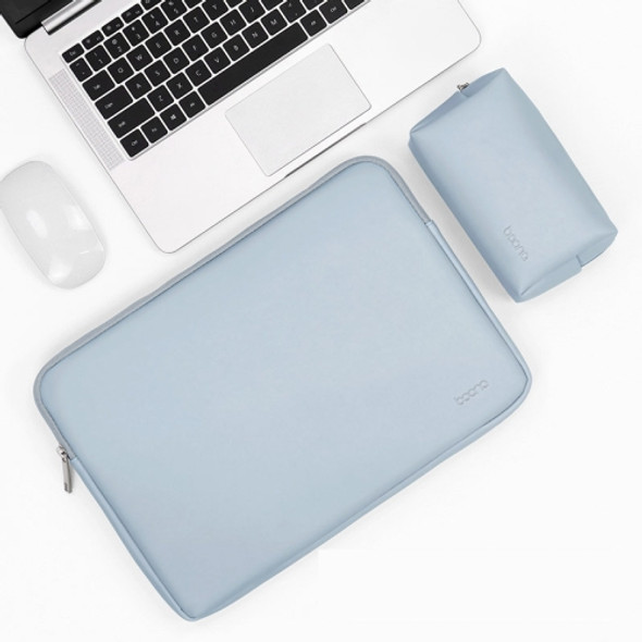 Baona BN-Q001 PU Leather Laptop Bag, Colour: Sky Blue + Power Bag, Size: 16/17 inch