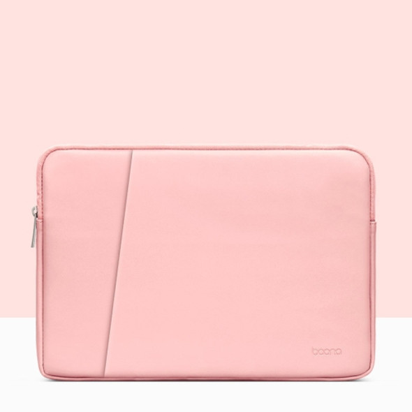 Baona BN-Q001 PU Leather Laptop Bag, Colour: Double-layer Pink, Size: 11/12 inch