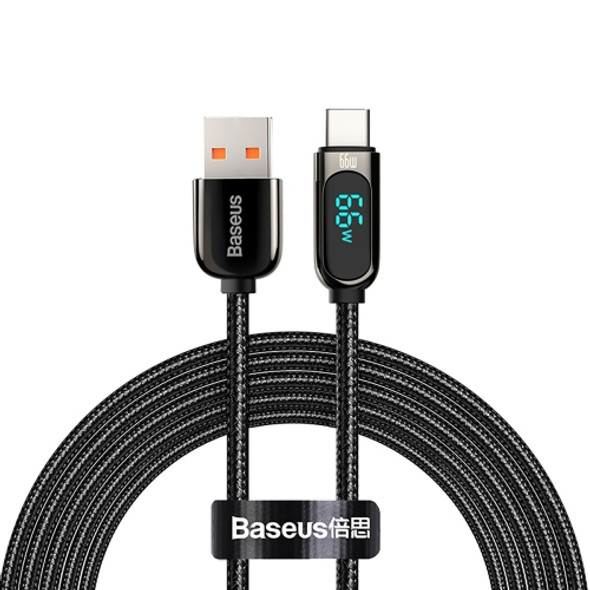 Baseus CASX020101 66W USB to USB-C / Type-C Digital Display Fast Charging Data Cable, Cable Length:2m(Black)