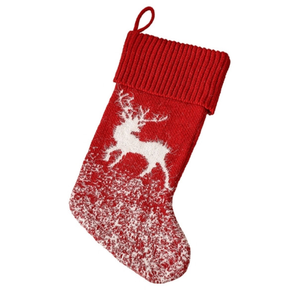 XD22172 Christmas Tree Pendant Gift Bag Fluff Knit Christmas Socks(Elk)