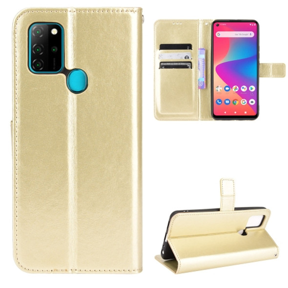 For BLU G91 Crazy Horse Texture Horizontal Flip Leather Case with Holder & Card Slots & Lanyard(Gold)