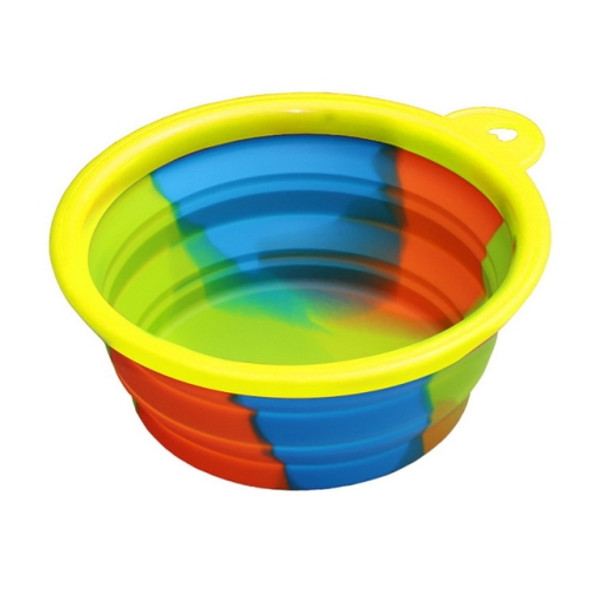 Silicone Folding Outfit Portable Travel Bowl Dog Feeder Water Food Dog Bowl Container(Yellow)