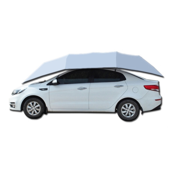 Semi-automatic Awning Tent Car Cover Outdoor Waterproof Folded Portable Car Canopy Cover Anti-UV Car Shelter(Silver Gray)